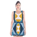 Abstract Pattern T- Shirt Hourglass Pattern  Sunburst Tones Abstract  Blue And Gold  Soft Furnishing Scoop Neck Skater Dress View1