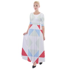 Abstract Pattern T- Shirt Hourglass Pattern  Urban Tones Abstract  Blue And Red  Soft Furnishings 4 Half Sleeves Maxi Dress by maxcute