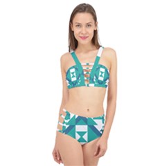 Abstract Pattern T- Shirt Hourglass Pattern Cage Up Bikini Set by maxcute