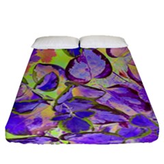 Purple Leaves Fitted Sheet (queen Size) by DinkovaArt