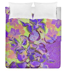 Purple Leaves Duvet Cover Double Side (queen Size) by DinkovaArt