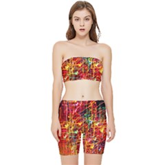 Design Art Pattern Stretch Shorts And Tube Top Set by artworkshop