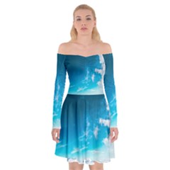 Landscape Sky Clouds Hd Wallpaper Off Shoulder Skater Dress by artworkshop