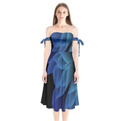 Abstract Blue Background Shoulder Tie Bardot Midi Dress by artworkshop