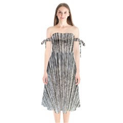 Light Cloud Shoulder Tie Bardot Midi Dress by artworkshop