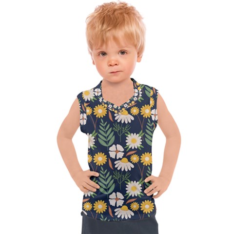 Flower Grey Pattern Floral Kids  Sport Tank Top by Dutashop