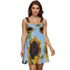 Sunflower Flower Yellow Ruffle Strap Babydoll Chiffon Dress by artworkshop