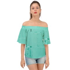 Teal Brick Texture Off Shoulder Short Sleeve Top by artworkshop