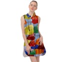 Umbrellas Colourful Sleeveless Shirt Dress View1