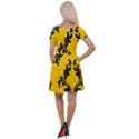 Yellow Regal Filagree Pattern Cap Sleeve Velour Dress  View2