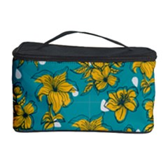 Turquoise And Yellow Floral Cosmetic Storage by fructosebat