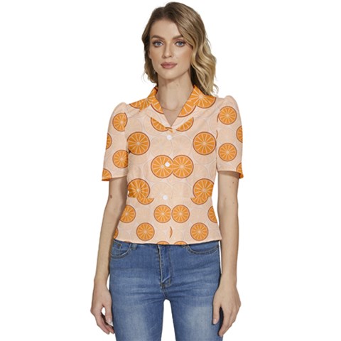 Orange Slices! Puffed Short Sleeve Button Up Jacket by fructosebat