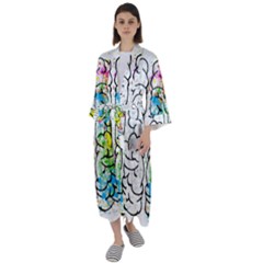 Brain-mind-psychology-idea-drawing Maxi Satin Kimono by Jancukart