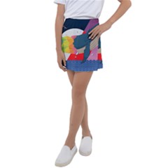 Whale Moon Ocean Digital Art Kids  Tennis Skirt by Jancukart