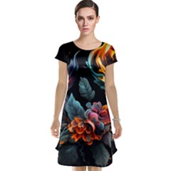 Flowers Flame Abstract Floral Cap Sleeve Nightdress by Jancukart