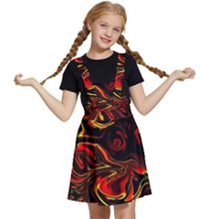 Modern Art Design Fantasy Surreal Orange Kids  Apron Dress by Ravend