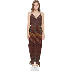 Fractal Pattern Geometric Pattern Sleeveless Tie Ankle Chiffon Jumpsuit by Ravend