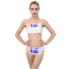 Abstract T- Shirt Blockage T- Shirt Layered Top Bikini Set by maxcute