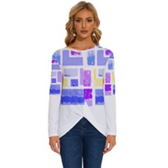 Abstract T- Shirt Blockage T- Shirt Long Sleeve Crew Neck Pullover Top by maxcute