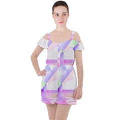 Abstract T- Shirt Purple Minimalistic Abstract Digital Art T- Shirt Ruffle Cut Out Chiffon Playsuit by maxcute