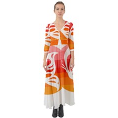 Butterfly T- Shirt Butterfly Orange Red Gradient T- Shirt Button Up Boho Maxi Dress by maxcute