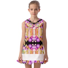 Colorful Flowers Pattern T- Shirt Colorful Wild Flowers T- Shirt Kids  Pilgrim Collar Ruffle Hem Dress by maxcute