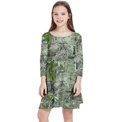 Old Stone Exterior Wall With Moss Kids  Quarter Sleeve Skater Dress by dflcprintsclothing