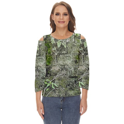 Old Stone Exterior Wall With Moss Cut Out Wide Sleeve Top by dflcprintsclothing