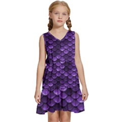 Purple Scales! Kids  Sleeveless Tiered Mini Dress by fructosebat