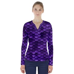 Purple Scales! V-neck Long Sleeve Top by fructosebat