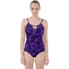 Purple Scales! Cut Out Top Tankini Set by fructosebat