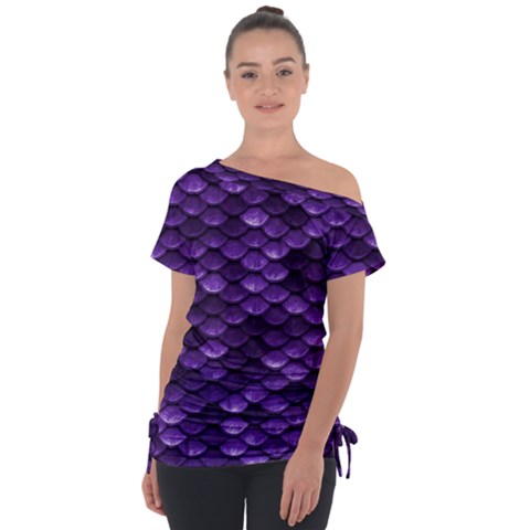 Purple Scales! Off Shoulder Tie-up Tee by fructosebat