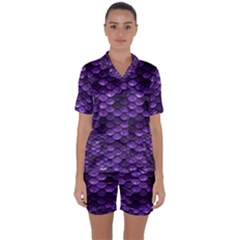 Purple Scales! Satin Short Sleeve Pajamas Set by fructosebat