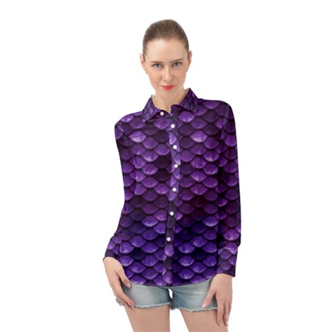 Purple Scales! Long Sleeve Chiffon Shirt by fructosebat