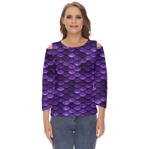 Purple Scales! Cut Out Wide Sleeve Top by fructosebat