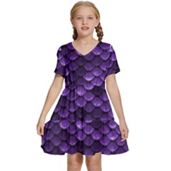 Purple Scales! Kids  Short Sleeve Tiered Mini Dress by fructosebat