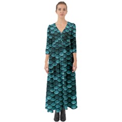 Teal Scales! Button Up Boho Maxi Dress by fructosebat