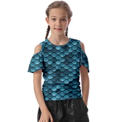 Teal Scales! Kids  Butterfly Cutout Tee by fructosebat