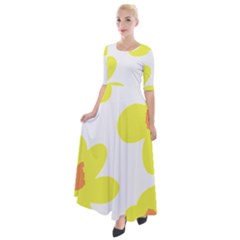 Floral Pattern T- Shirt Yellow Flowers T- Shirt Half Sleeves Maxi Dress by maxcute