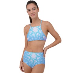 Flower Illustration T- Shirt Beautiful And Artistic Blue Flower T- Shirt High Waist Tankini Set by maxcute