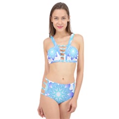 Flower Illustration T- Shirt Beautiful And Artistic Blue Flower T- Shirt Cage Up Bikini Set by maxcute