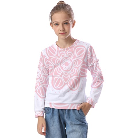 Flower Mandala T- Shirt Flower Mandala T- Shirt Kids  Long Sleeve Tee With Frill  by maxcute