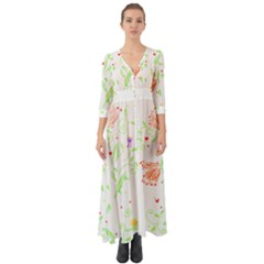 Flowers Art T- Shirtflowers T- Shirt (19) Button Up Boho Maxi Dress by maxcute