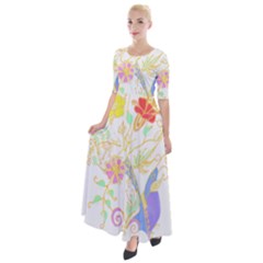 Flowers Art T- Shirtflowers T- Shirt Half Sleeves Maxi Dress by maxcute