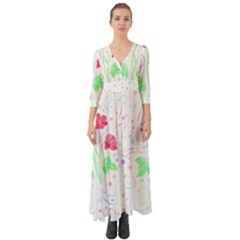 Flowers Illustration T- Shirtflowers T- Shirt (3) Button Up Boho Maxi Dress by maxcute