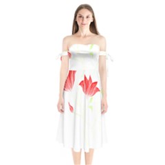 Flowers Lover T- Shirtflowers T- Shirt (2) Shoulder Tie Bardot Midi Dress by maxcute