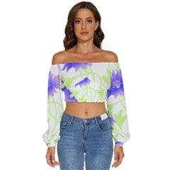 Flowers Pattern T- Shirtflowers T- Shirt Long Sleeve Crinkled Weave Crop Top by maxcute