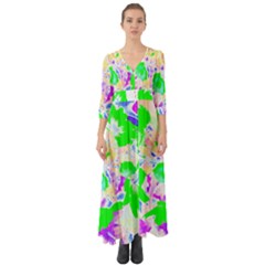 Flowers T- Shirt Abstract Flowers Button Up Boho Maxi Dress by maxcute