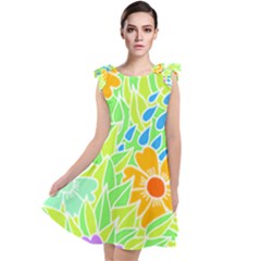 Flowers T- Shirt Colorful Flowers T- Shirt Tie Up Tunic Dress by maxcute