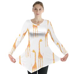 Giraffe Pattern T- Shirt Giraffes T- Shirt Long Sleeve Tunic  by maxcute